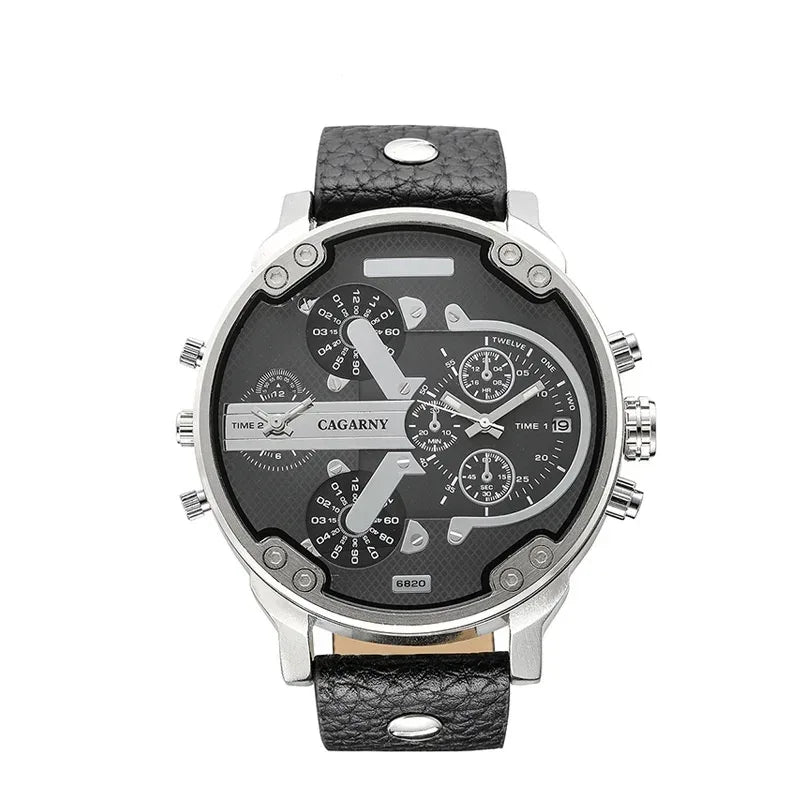 Luxury Top Brand Men's Big Dial Watch | Fashion Leather Band Quartz Wristwatch | Date Function Iced Out Watch | Relogio Masculino 2026 | Caratix - CaratixJewelry